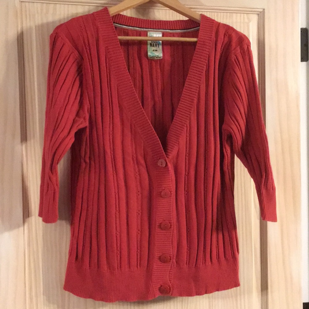 Red v-neck sweater